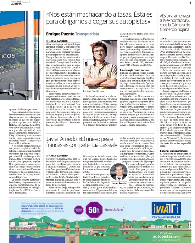 Segunda página del mi reportaje sobre el nuevo peaje francés